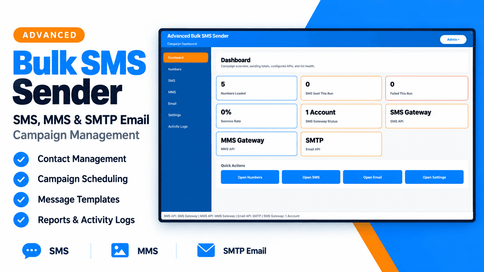 Software preview: Best Bulk SMS Sender | SMS, MMS & SMTP Email Campaign Tool
